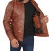 premium brown leather jacket