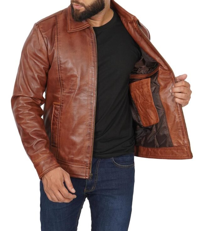 premium brown leather jacket