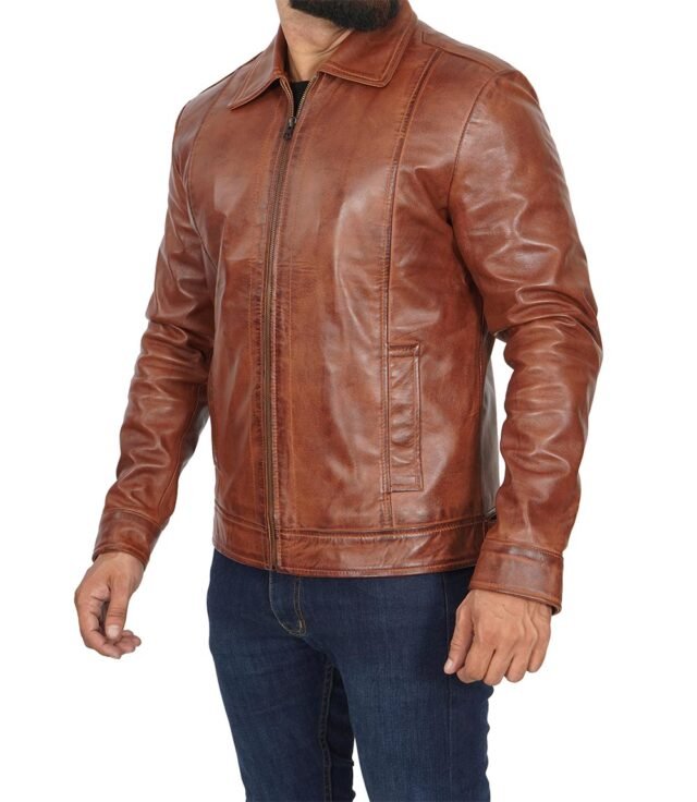 premium brown leather jacket