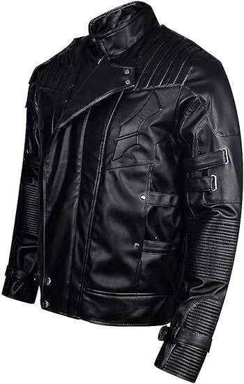 black faux leather jacket