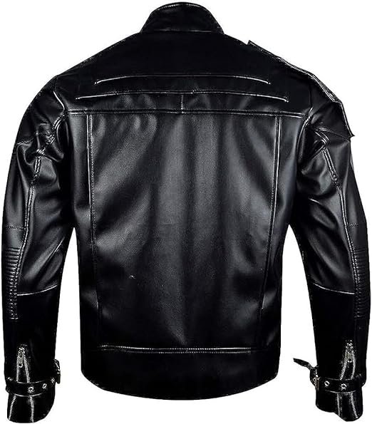 black faux leather jacket