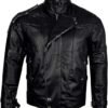 black faux leather jacket