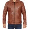 premium brown leather jacket