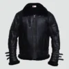 black shearling leather jacket