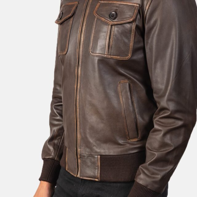 aaron brown leather bomber jacket