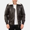 brown leather bomber jacket