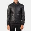 black leather bomber jacket for men