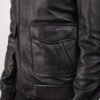 black leather bomber jacket for men