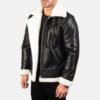 black leather bomber jacket