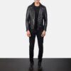 black leather biker jacket for men