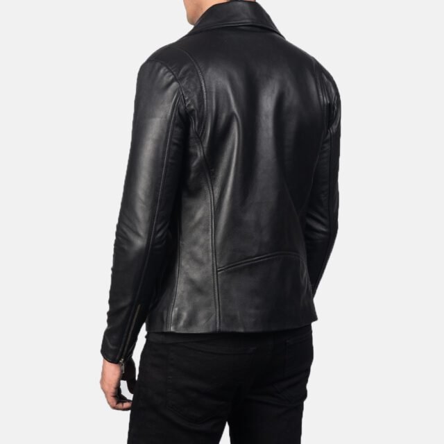 black leather biker jacket for men