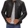 mens black cafe racer leather jacket