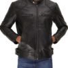 mens black cafe racer leather jacket