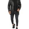 mens black leather car coat