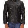 mens black cafe racer leather jacket