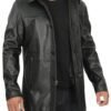 mens black leather car coat