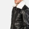 black leather bomber jacket mens