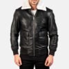 black leather bomber jacket mens