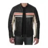 Mens Black Cafe Racer Cowhide Leather Jacket