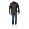 Men Brown Premium Leather Bomber Jacket