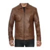 Men Chocolate Brown Harrington Vintage Leather Jacket