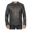 Men Vintage Leather Rub Off Brown Casual Jacket