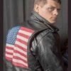 US flag leather jacket