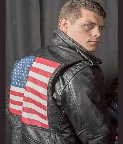 US flag leather jacket