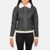 black white leather bomber jacket