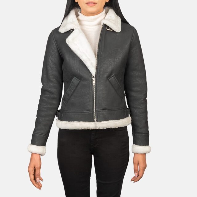 black white leather bomber jacket