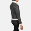 black white leather bomber jacket