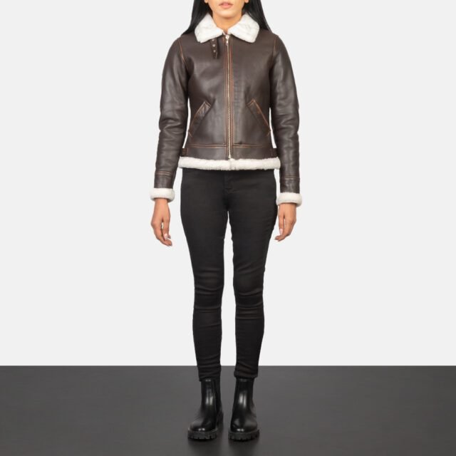 brown leather jacket for womens