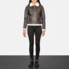 brown leather jacket for womens