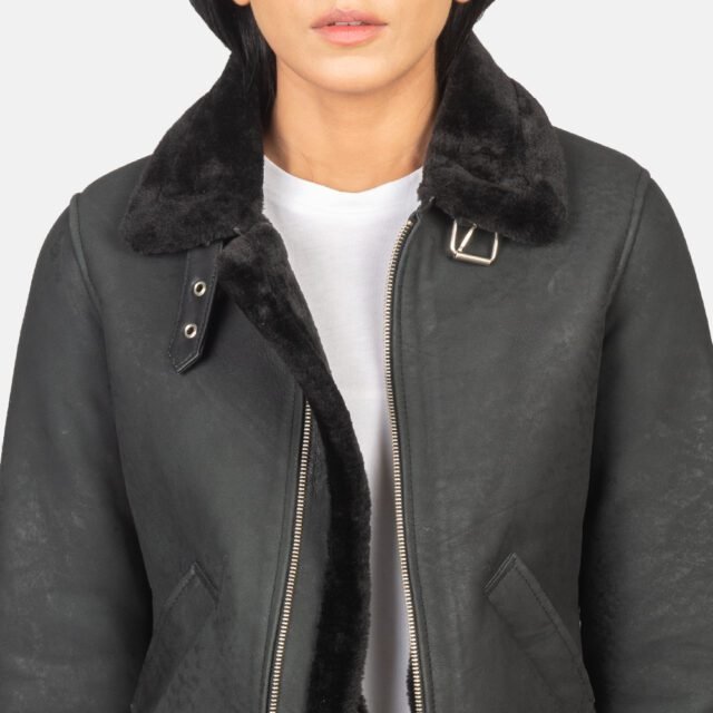 black leather bomber jacket for womens