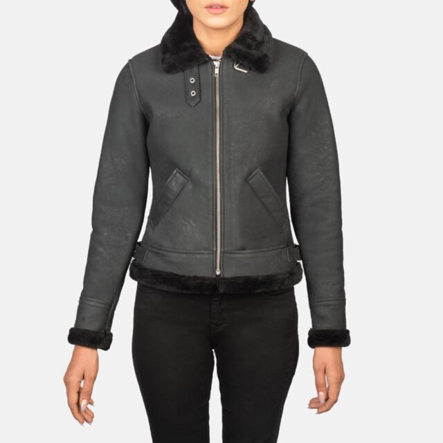 black leather bomber jacket for womens