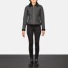 black leather bomber jacket for womens