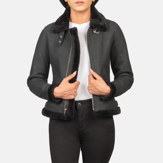 black leather bomber jacket for womens