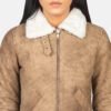 brown leather bomber jacket for womens