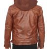 removeable hood leather jacket