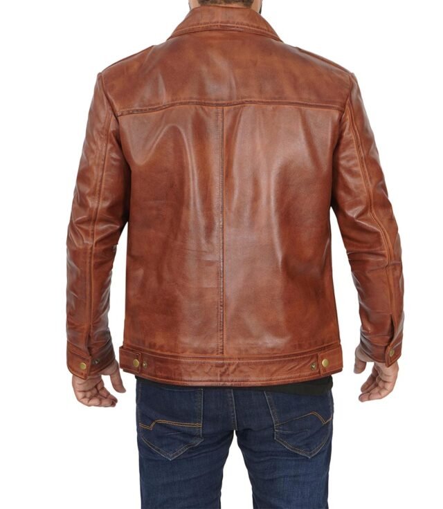 premium brown leather jacket