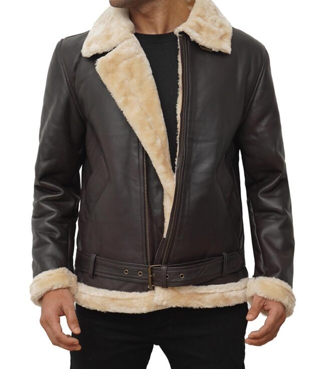 dark brown leather bomber jacket