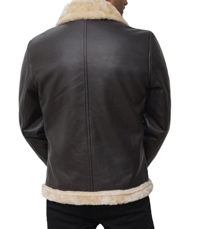 dark brown leather bomber jacket