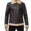 dark brown leather bomber jacket