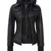 womens leather jacket with hood