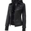 womens leather jacket with hood