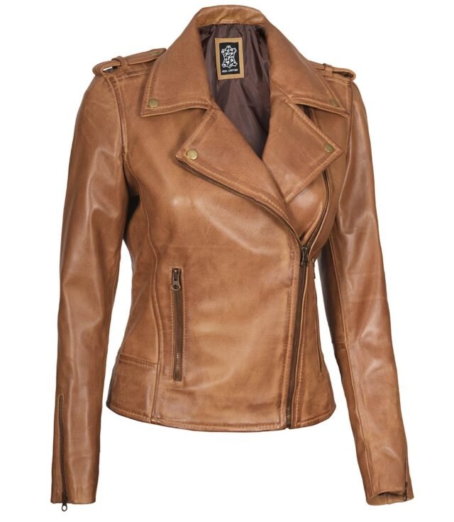 camel brown leather jacket