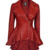 red peplum leather jacket