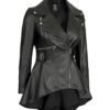 black peplum leather jacket