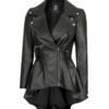 black peplum leather jacket