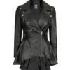 black peplum leather jacket